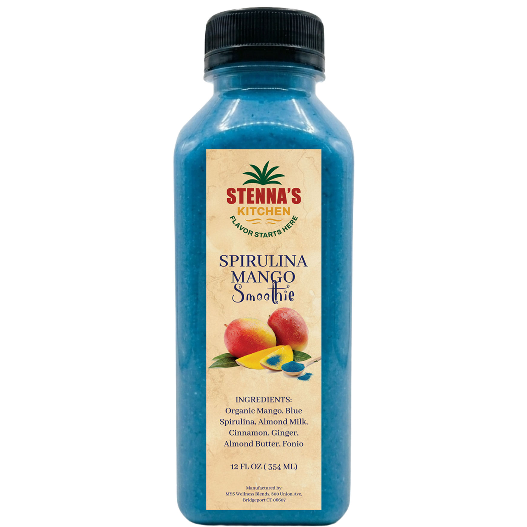 Blue Spirulina Mango Fonio Smoothie (12 oz)